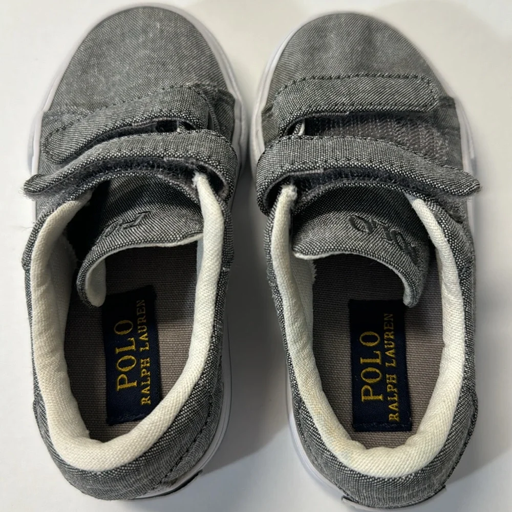 Polo Ralph Lauren Gray Velcro Sneakers Size 6.5